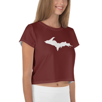 Michigan Upper Peninsula Crop Top (w/ UP Outline) | Sporty - Cherrywood Color