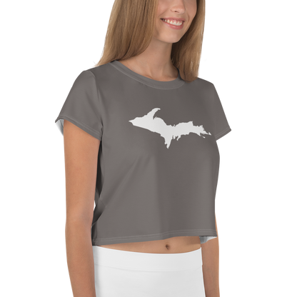 Michigan Upper Peninsula Crop Top (w/ UP Outline) | Sporty - Warren Tank Grey