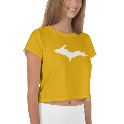 Michigan Upper Peninsula Crop Top (w/ UP Outline) | Sporty - Gold