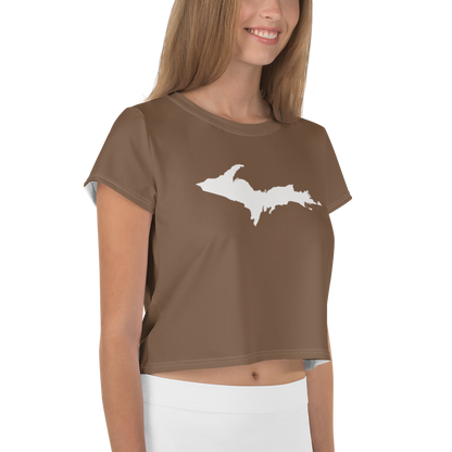 Michigan Upper Peninsula Crop Top (w/ UP Outline) | Sporty - Coffee Color