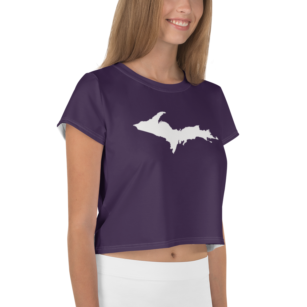 Michigan Upper Peninsula Crop Top (w/ UP Outline) | Sporty - Blackcurrant