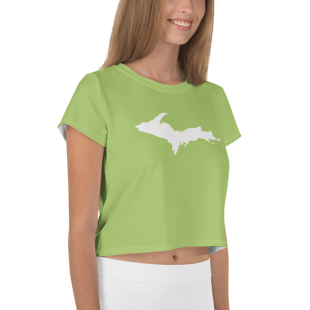 Michigan Upper Peninsula Crop Top (w/ UP Outline) | Sporty - Gooseberry Green