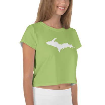 Michigan Upper Peninsula Crop Top (w/ UP Outline) | Sporty - Gooseberry Green