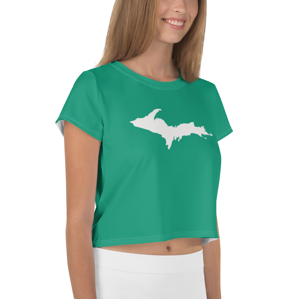 Michigan Upper Peninsula Crop Top (w/ UP Outline) | Sporty - Emerald Green