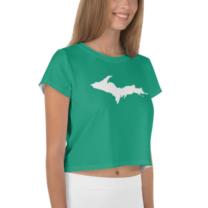 Michigan Upper Peninsula Crop Top (w/ UP Outline) | Sporty - Emerald Green