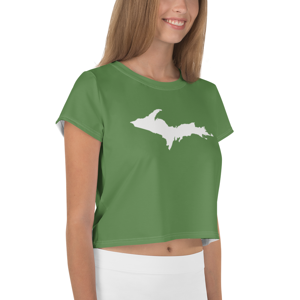 Michigan Upper Peninsula Crop Top (w/ UP Outline) | Sporty - Pine Green