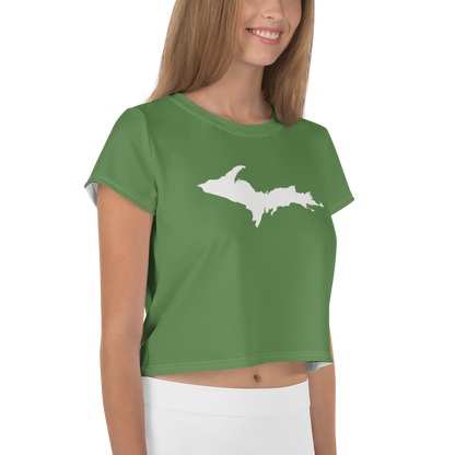 Michigan Upper Peninsula Crop Top (w/ UP Outline) | Sporty - Pine Green