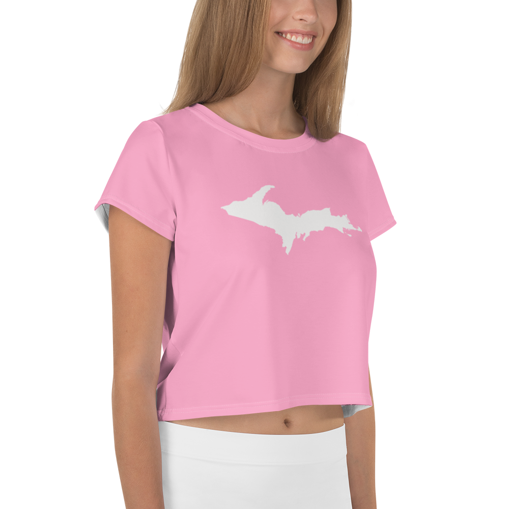 Michigan Upper Peninsula Crop Top (w/ UP Outline) | Sporty - '67 Caddie Pink