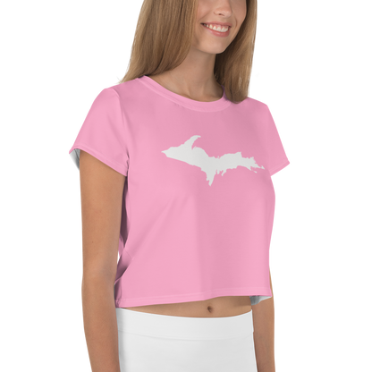 Michigan Upper Peninsula Crop Top (w/ UP Outline) | Sporty - '67 Caddie Pink