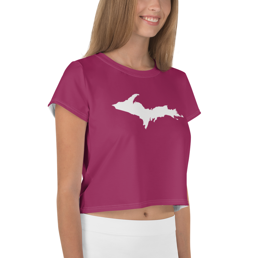 Michigan Upper Peninsula Crop Top (w/ UP Outline) | Sporty - Ruby Red