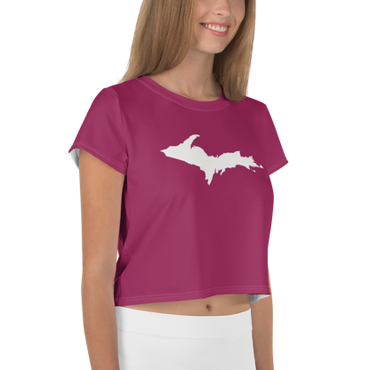 Michigan Upper Peninsula Crop Top (w/ UP Outline) | Sporty - Ruby Red