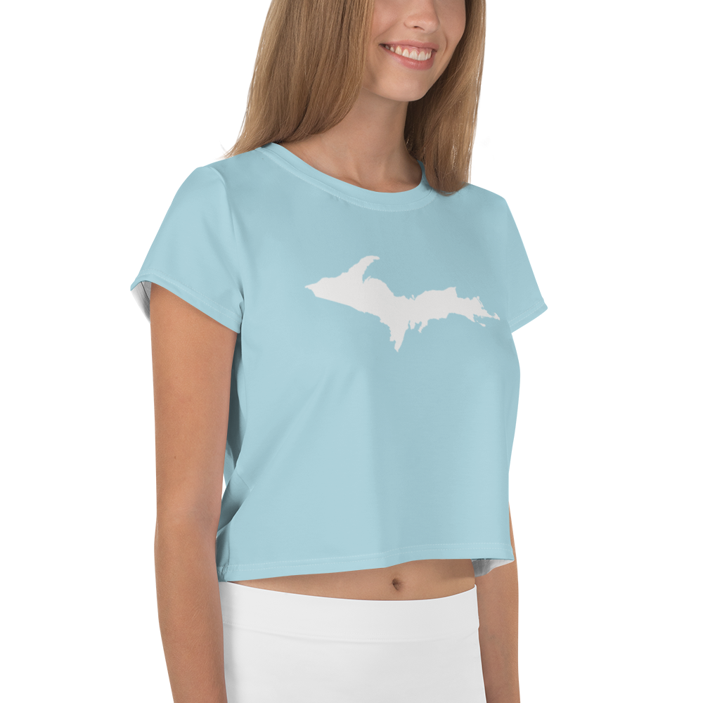 Michigan Upper Peninsula Crop Top (w/ UP Outline) | Sporty - '58 Caddie Blue