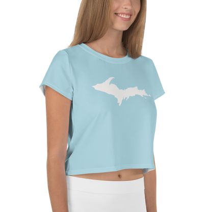 Michigan Upper Peninsula Crop Top (w/ UP Outline) | Sporty - '58 Caddie Blue