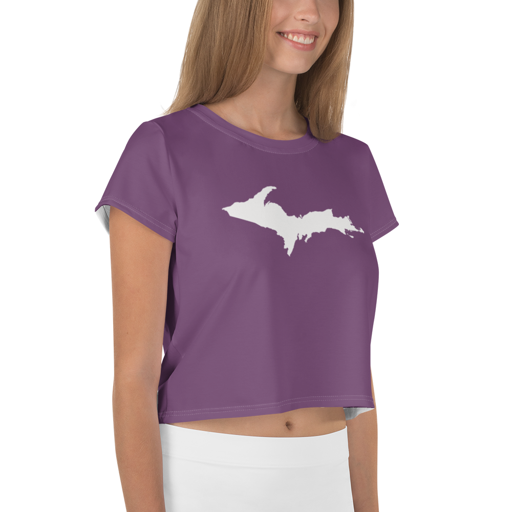 Michigan Upper Peninsula Crop Top (w/ UP Outline) | Sporty - Plum