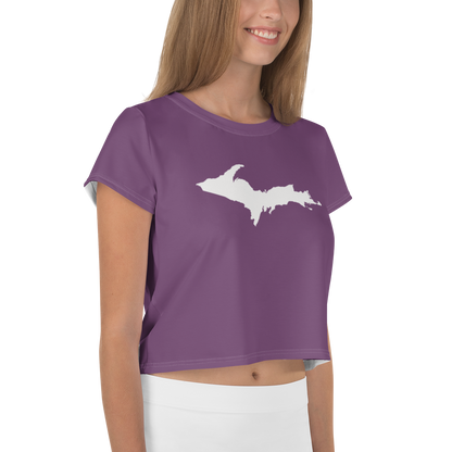 Michigan Upper Peninsula Crop Top (w/ UP Outline) | Sporty - Plum