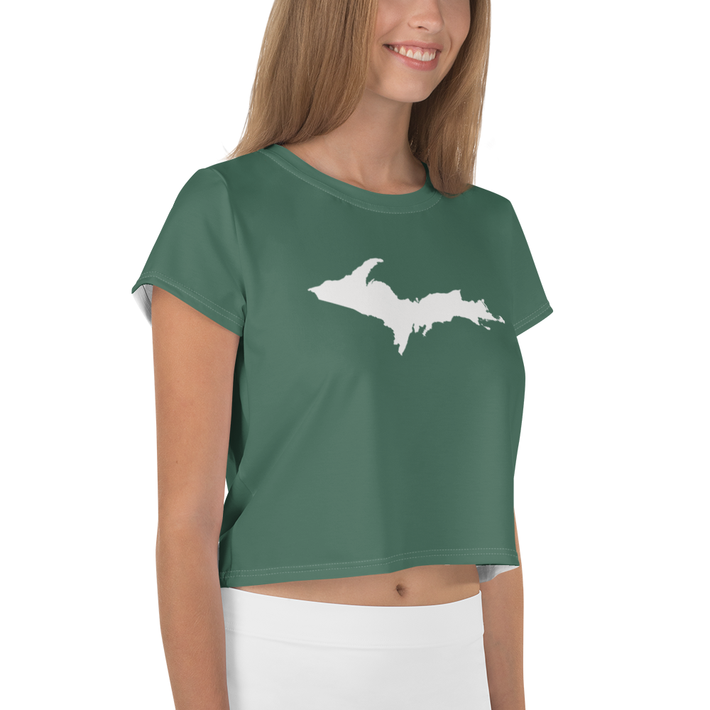 Michigan Upper Peninsula Crop Top (w/ UP Outline) | Sporty - Ginger Ale Green