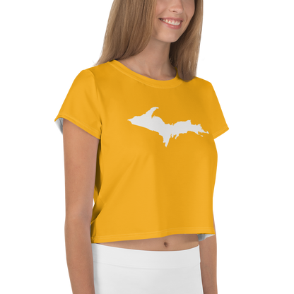 Michigan Upper Peninsula Crop Top (w/ UP Outline) | Sporty - Birch Leaf Orange