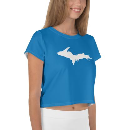 Michigan Upper Peninsula Crop Top (w/ UP Outline) | Sporty - Azure