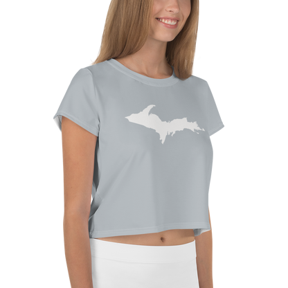 Michigan Upper Peninsula Crop Top (w/ UP Outline) | Sporty - Silver