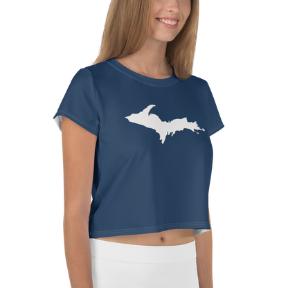 Michigan Upper Peninsula Crop Top (w/ UP Outline) | Sporty - Navy