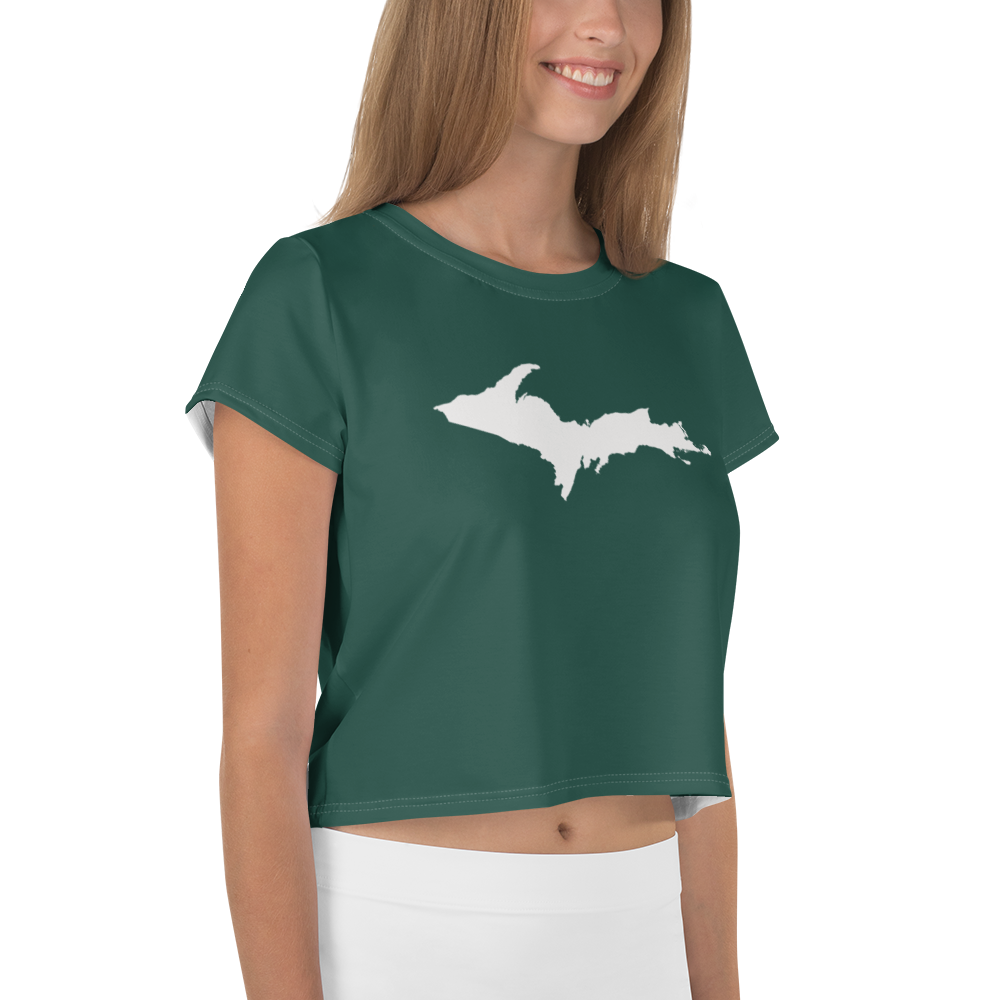 Michigan Upper Peninsula Crop Top (w/ UP Outline) | Sporty - Laconic Green