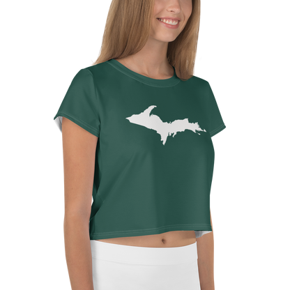 Michigan Upper Peninsula Crop Top (w/ UP Outline) | Sporty - Laconic Green