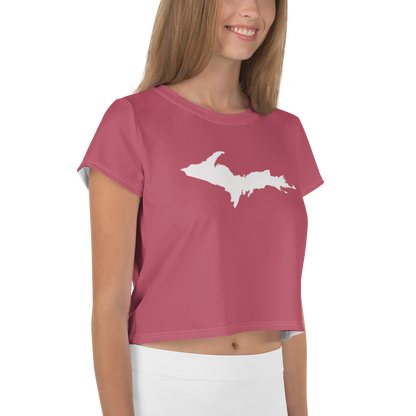 Michigan Upper Peninsula Crop Top (w/ UP Outline) | Sporty - Popstar Pink