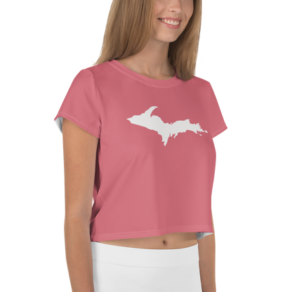 Michigan Upper Peninsula Crop Top (w/ UP Outline) | Sporty - Watermelon Pink