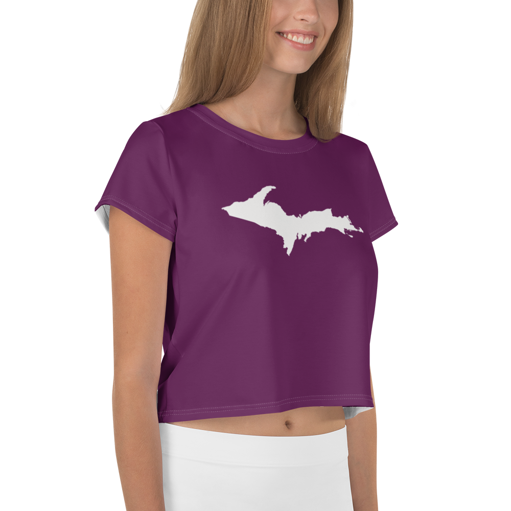 Michigan Upper Peninsula Crop Top (w/ UP Outline) | Sporty - Tyrian Purple