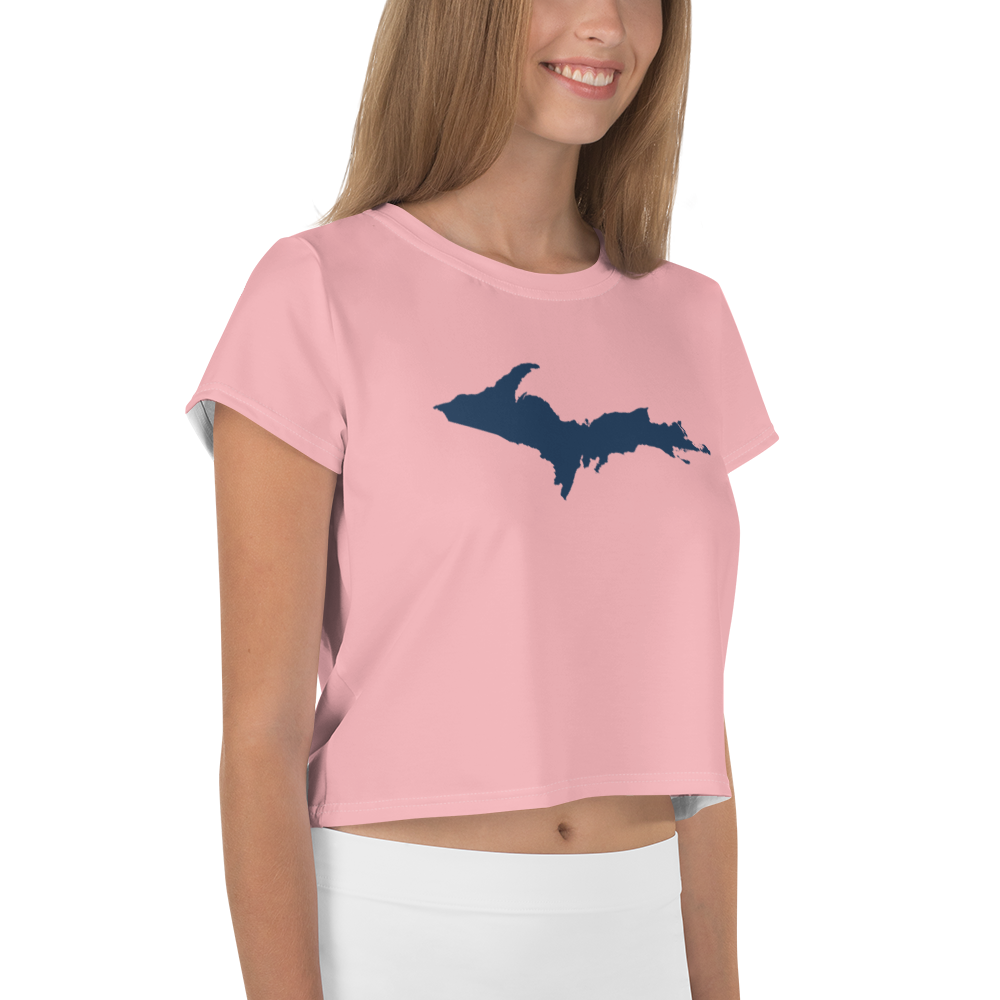 Michigan Upper Peninsula Crop Top (w/ UP Outline) | Sporty - Strawberry Pink