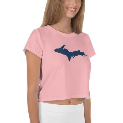 Michigan Upper Peninsula Crop Top (w/ UP Outline) | Sporty - Strawberry Pink