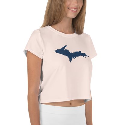 Michigan Upper Peninsula Crop Top (w/ UP Outline) | Sporty - Champagne Pink