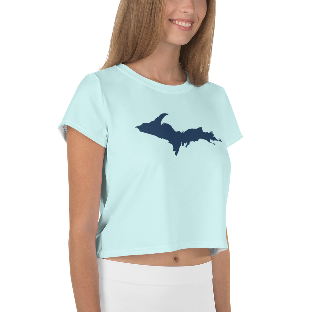 Michigan Upper Peninsula Crop Top (w/ UP Outline) | Sporty - Cyan