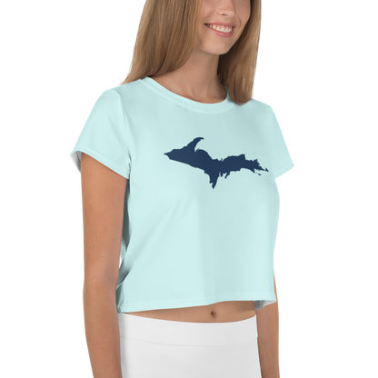 Michigan Upper Peninsula Crop Top (w/ UP Outline) | Sporty - Cyan