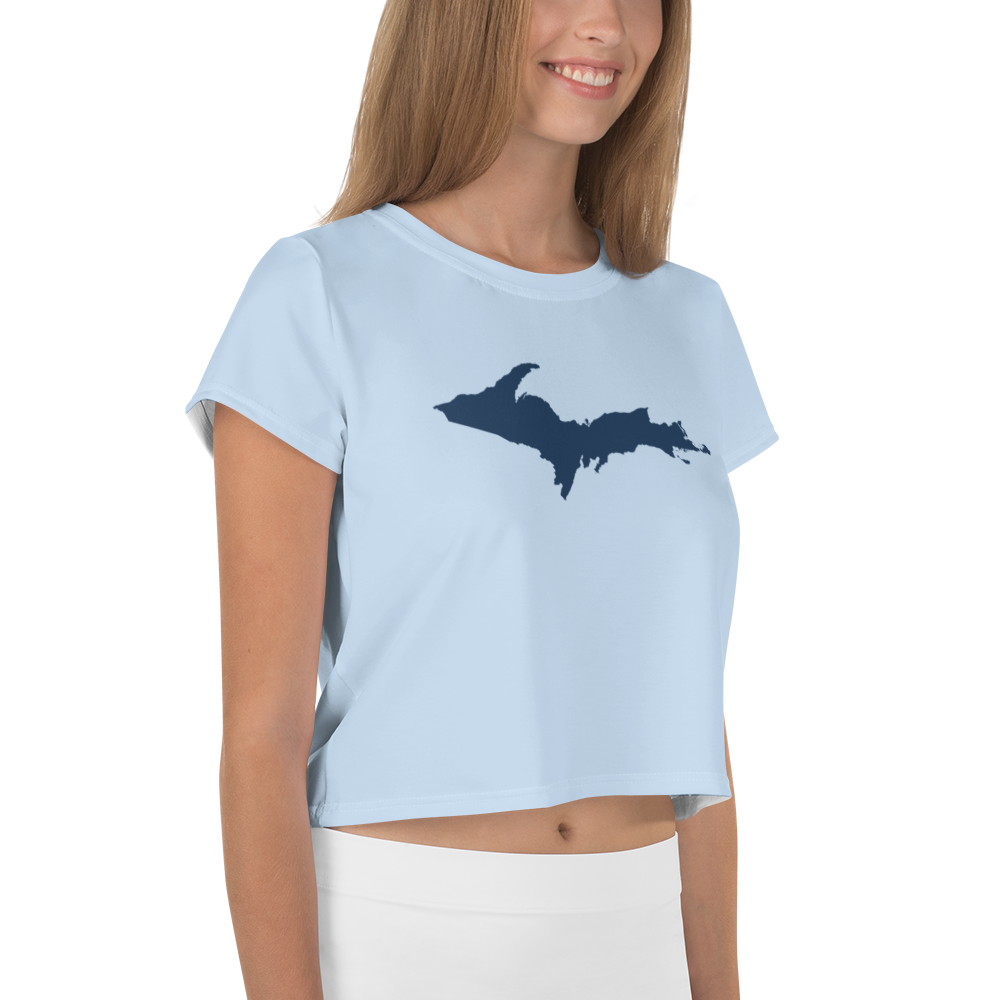 Michigan Upper Peninsula Crop Top (w/ UP Outline) | Sporty - Light Blue