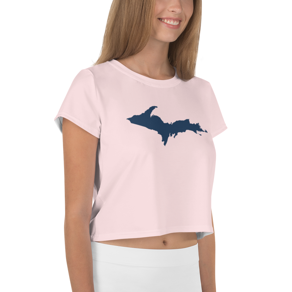 Michigan Upper Peninsula Crop Top (w/ UP Outline) | Sporty - Pale Pink