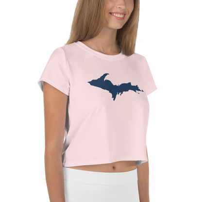 Michigan Upper Peninsula Crop Top (w/ UP Outline) | Sporty - Pale Pink