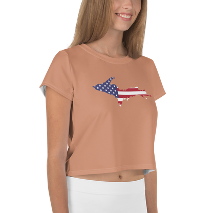 Michigan Upper Peninsula Crop Top (w/ UP USA Flag) | Sporty - Copper Color