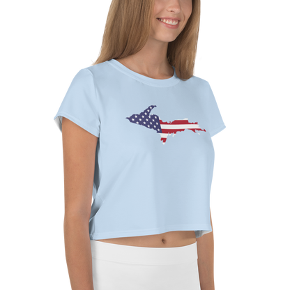 Michigan Upper Peninsula Crop Top (w/ UP USA Flag) | Sporty - Light Blue