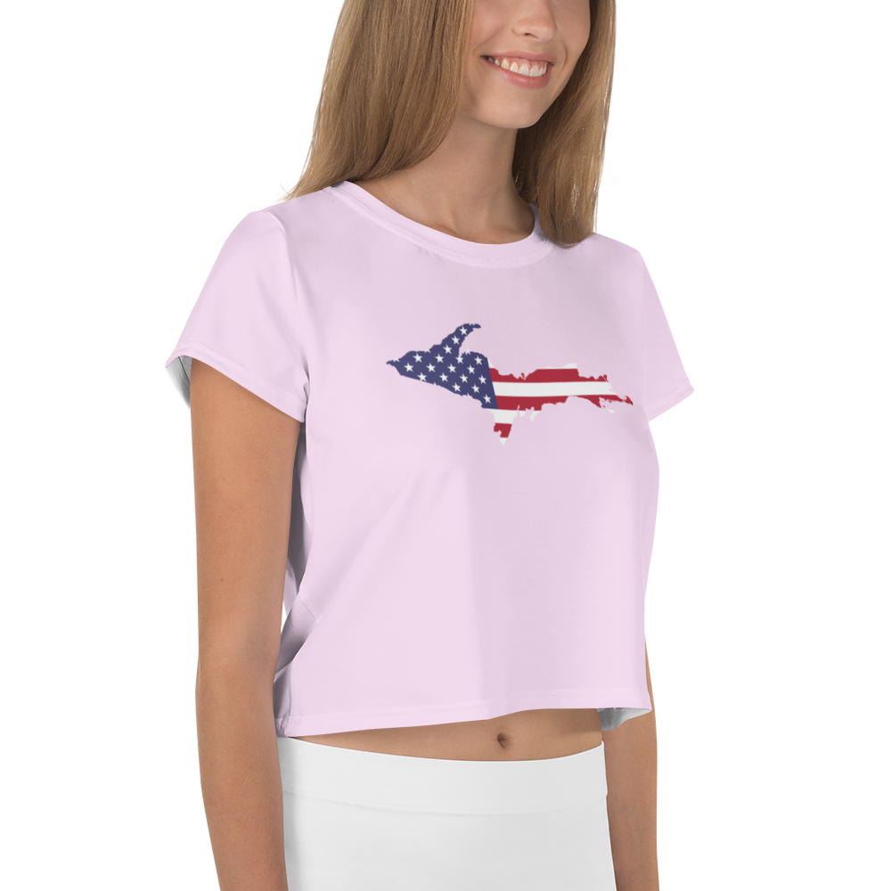 Michigan Upper Peninsula Crop Top (w/ UP USA Flag) | Sporty - Pale Lavender