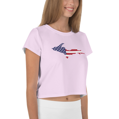 Michigan Upper Peninsula Crop Top (w/ UP USA Flag) | Sporty - Pale Lavender