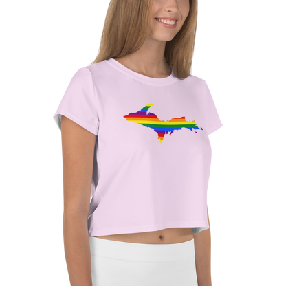 Michigan Upper Peninsula Crop Top (w/ UP Pride Flag) | Sporty - Pale Lavender