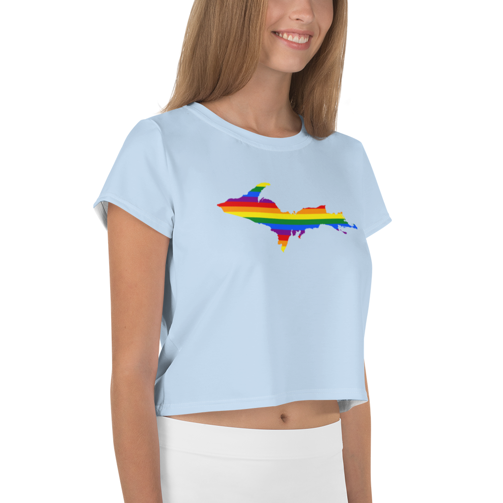 Michigan Upper Peninsula Crop Top (w/ UP Pride Flag) | Sporty - Light Blue