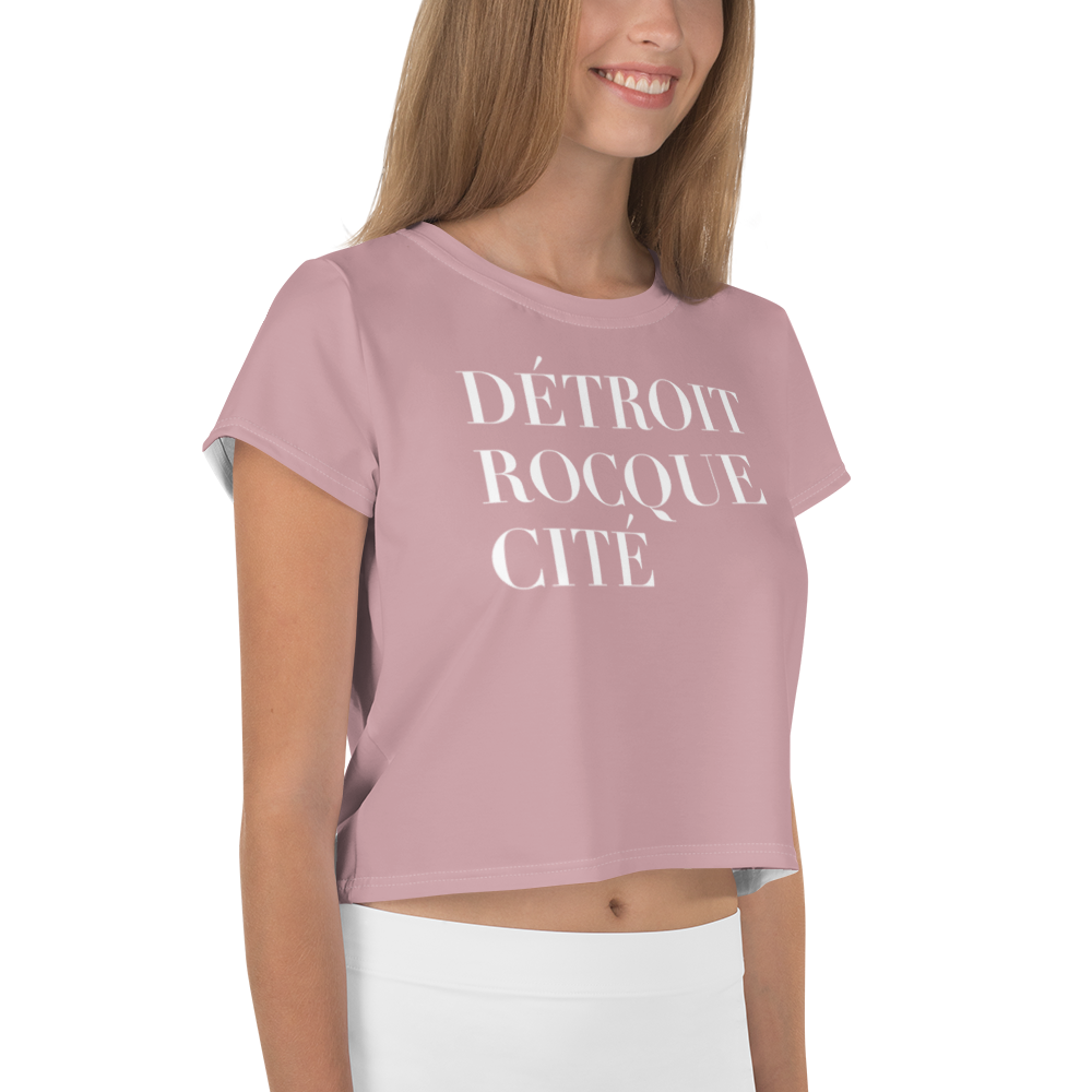 'Détroit Rocque Cité' Crop Top | Sporty - Cherry Blossom Pink