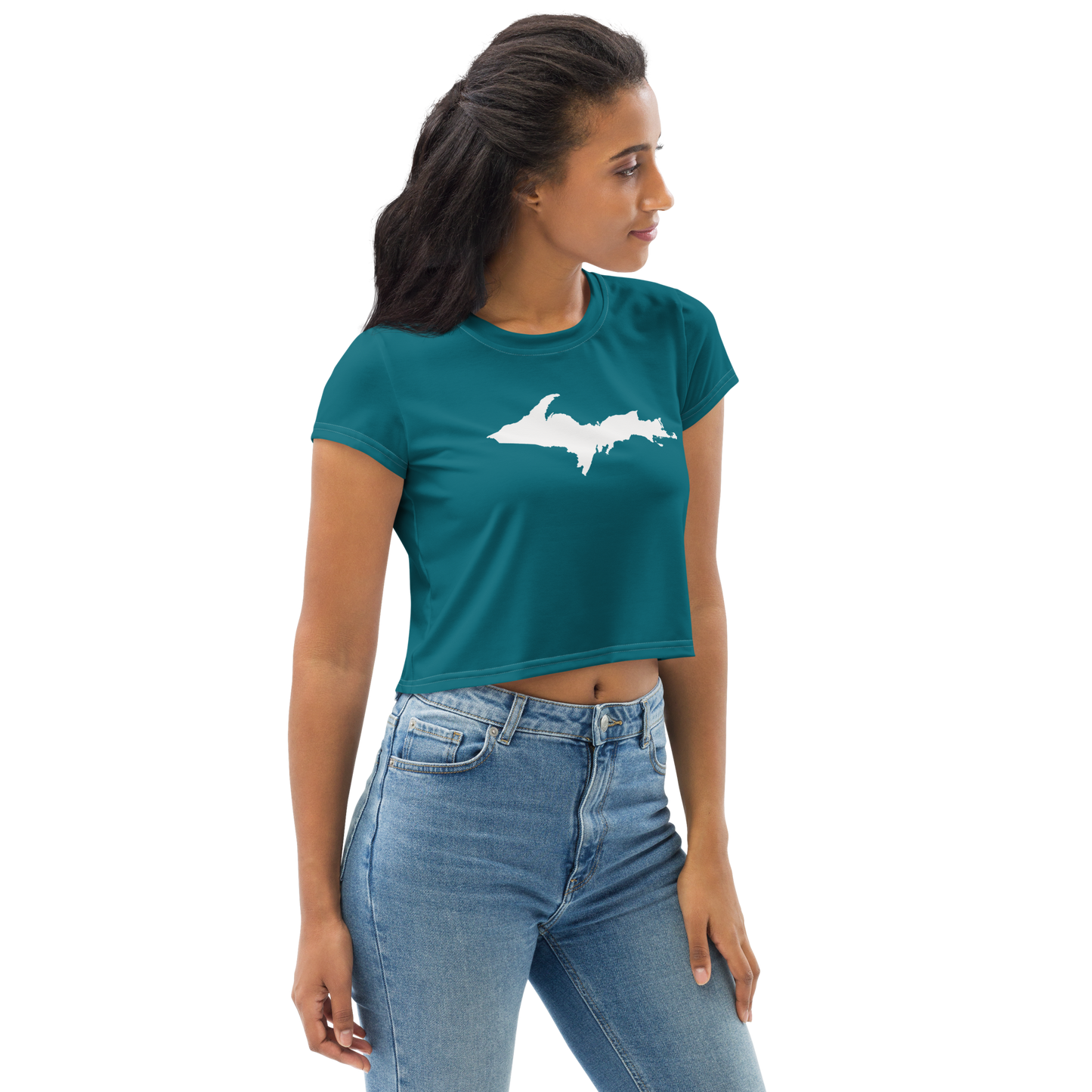 Michigan Upper Peninsula Crop Top (w/ UP Outline) | Sporty - Auburn Hills Teal