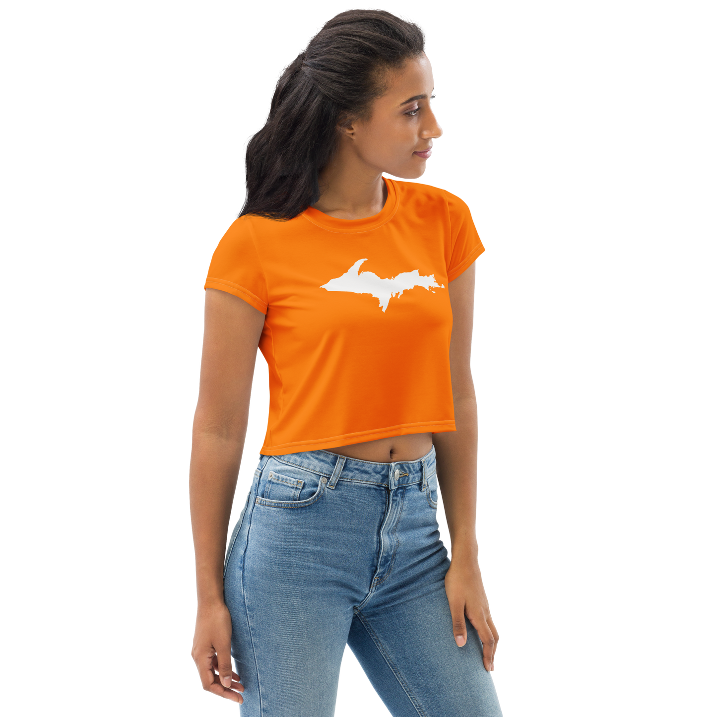 Michigan Upper Peninsula Crop Top (w/ UP Outline) | Sporty - Safety Orange