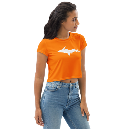 Michigan Upper Peninsula Crop Top (w/ UP Outline) | Sporty - Safety Orange