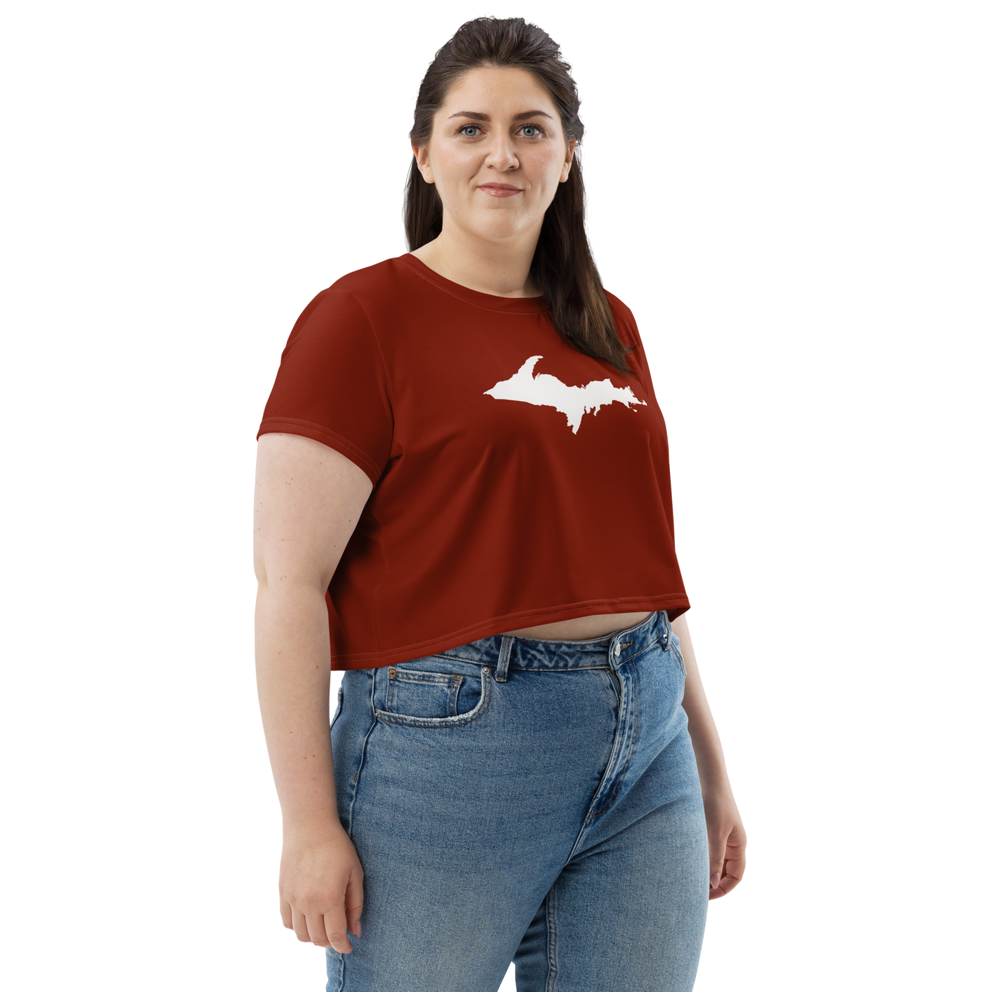 Michigan Upper Peninsula Crop Top (w/ UP Outline) | Sporty - Cherryland Red