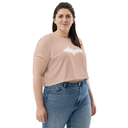 Michigan Upper Peninsula Crop Top (w/ UP Outline) | Sporty - Rose Gold