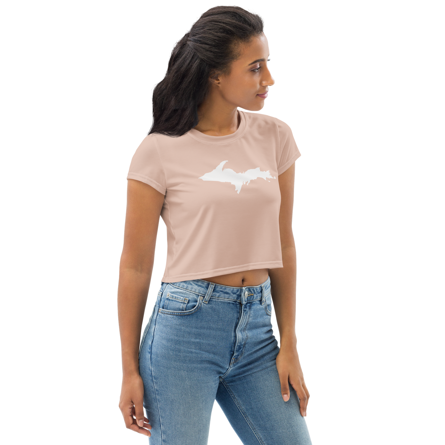 Michigan Upper Peninsula Crop Top (w/ UP Outline) | Sporty - Rose Gold